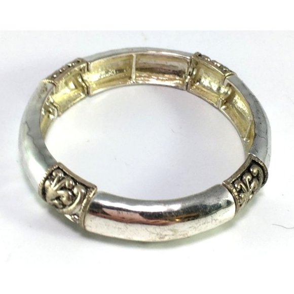 Antique Look Silver Tone Ethnic Style Boho Stretch Bracelet - Picture 2 of 4